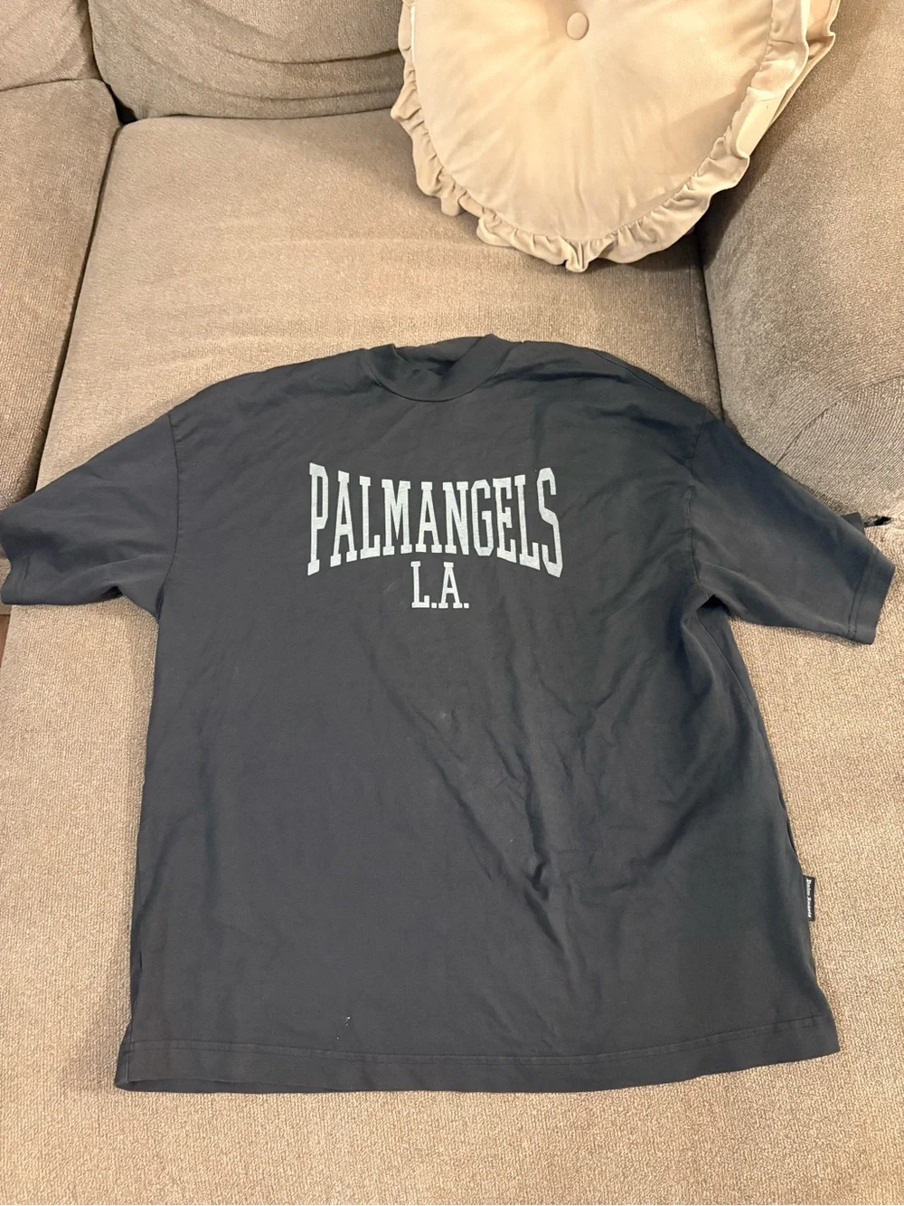 Palm Angels Black Tee with White L.A. Logo